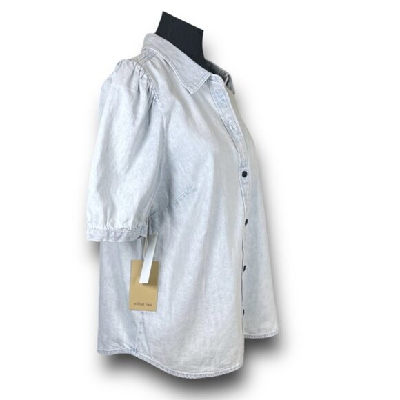 NWT Aritzia New Wilfred Free Pale Denim Shirt Style Auteur Coastal Western Sz L - Picture 2 of 13